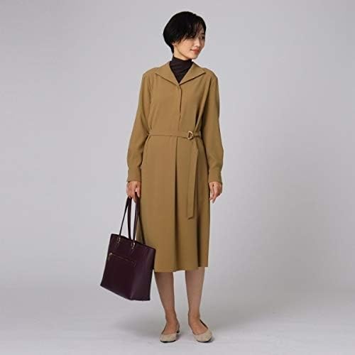 Amazon アンタイトル 洗える ローヌダブルクロスシャツワンピース タバコブラウン 054 02 M ワンピース チュニック 通販