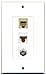 RiteAV 1 Port Coax Cable TV- F-Type 1 Port Phone RJ11 RJ12 Beige 1 Port Cat6 Ethernet White Wall Plate Oversized Jumbo MIDI