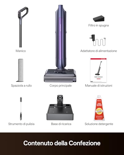 Ultenic AC1 Triflex Vacuum Cleaner, 180° Flat Design, 0.01 mm Edge Cleaning, 3-in-1 Wireless Floor Washer, Self-Cleaning, 55 Minutes Autonomy, Anti-Tangle, Voice Assistant 5 Languages