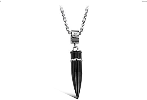 Topsue His Titanium Stainless Steel Shuttle Bullet Pendant Necklace Korean Style in a Gift Box