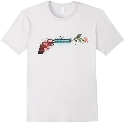 Men's Gun Rose T-Shirt Mens/Womens  2XL White