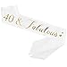 ADBetty 40th Birthday Sash Fabulous 40 Sash 40th Birthday Party Supplies (White)