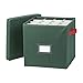 Richard's Homewares - 64 Compartment Cube Ornament Organizer - Holiday Green with Red Handles