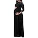 Inkach Maternity Dress | Women Lace Sleeve Long Maxi Dresses Photography Props Pregnancy Maternity Gown (US:4/Label Size:S, Black)