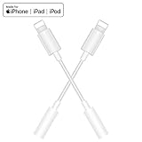 (Apple MFi Certified) 2 Pack Headphone Adapter for iPhone X, Lightning to 3.5mm Female Audio Connector for iPhone Xs/XR 8 7 Plus, Support Music Control & Calling Function & iOS 12