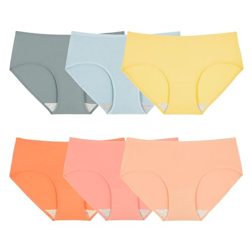 Innersy Damen Slips Baumwolle Unterhosen Bunte Pantys Sport Unterwäsche Frauen Hipster 6 Pack (L/42 Eu, Weich Bunt Mehrfarbig)