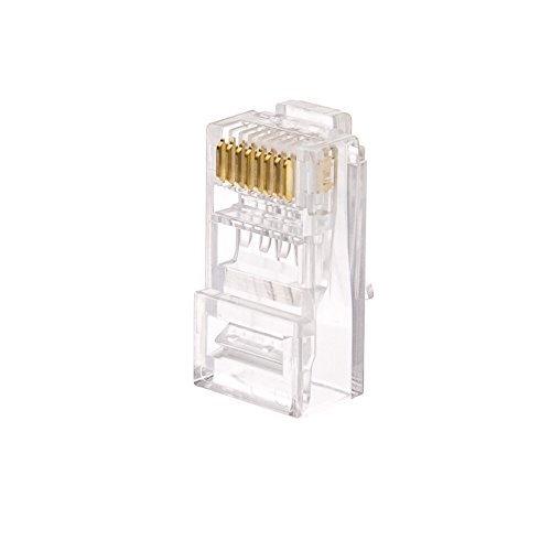 GOWOS (5 Pack) Cat6 RJ45 Crimp Connectors for Solid and Stranded Cable, 8P8C, 100 Pieces