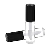 20 Pcs 1.2ml Empty Clear Lip Gloss Containers for Lipstick Samples, Lip Balms - Sopear Mini Refillable Travel Empty Lipgloss Gloss Bottle Tube Vials Containers with Bar Black Lid