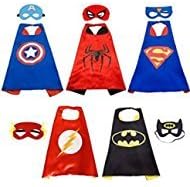Majika Dress Up Kidz Costumes Cartoon 5 Satin Capes with Matching Felt Masks (5 Pack FL,CA,BM,SM,SP)