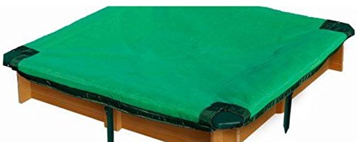 Gorilla Playsets 3-3/4 ft. x 3-3/4 ft. x 8 in. Square Interlocking Durable Sturdy Kids Play Set Sandbox with Cover and Umbrella