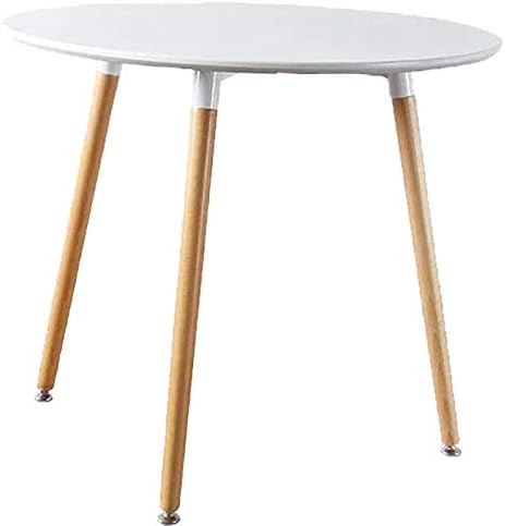 Mlfyho Dining Table White Modern Round Table with Wood Legs for Kitchen Living Room Leisure Pedestal Table Wooden Coffee Table White Dining Room Home Furniture