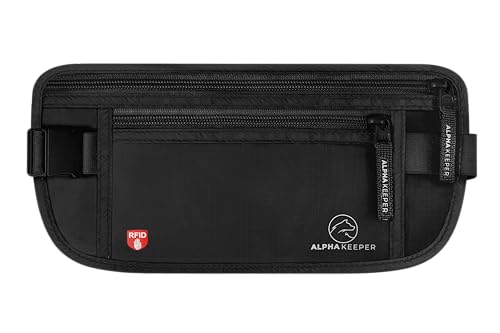 Alpha Keeper Money Belt for Travel Hidden Under Clothes – RFID Blocking Passport Holder & Slim Waist Wallet Pouch for Women & Men, Anti-Theft Travel Accessories