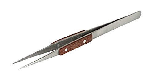 6-1/4" Straight Fine Point Fiber Cross-Locking Tweezers for Soldering Welding Jewelry Making Repair