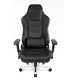 AKRacing Office Series Onyx Deluxe Executive Real Leather Desk Chair with High Backrest, Recliner, Swivel, Tilt, Rocker &amp; Seat Height Adjustment Mechanisms, 5/10 Warranty - Black