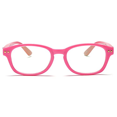 Fantia Kids Eyeglass Frame Children Soft Non-Optical Frames Clear Lens (Pink)