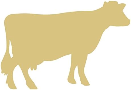 Cow Cutout Unfinished Wood Home Decor Farm House Country Door Hanger MDF Shape Canvas Style 2 (12")