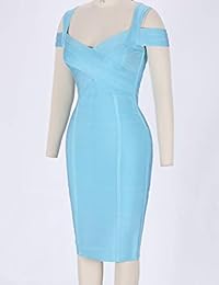 uonbox vestido mujer elegante Off hombro longitud de la rodilla Bodycon vendaje partido de la noche