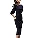 CHICFOR Ladies Elegant Half Sleeve Body-con Pencil Slim Fit Chiffon Dress (S, Navy Blue)