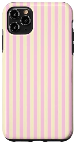Minimalist Light Pink Pastel Yellow Vertical Line Stripes Case for iPhone 11 Pr…