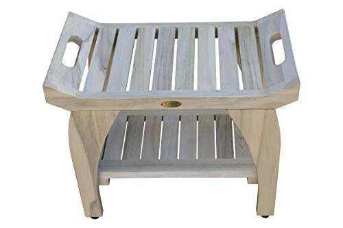 CoastalVogue Tranquility Shower Bench, 24", Driftwood - Thumbnail 4