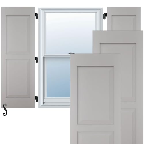 18"W x 83"H Americraft Two Equal Raised Panel Exterior Real Wood Shutters (Per…