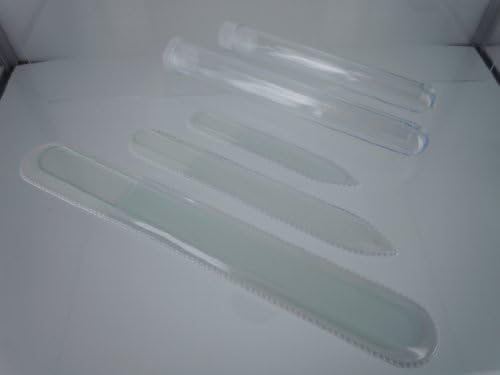iDiva Genuine Czech, Etched, Crystal Glass, Classy Clear , Manicure/Pedicure Files-set of 3 with 2 Protective Tubes