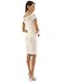 PattyBoutik Women's Boat Neck Crochet Inset Knit Dress (Off-White M)