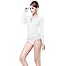 Women's UV Sun Protection UPF 50+ Long Sleeve Rash Guard Wetsuit Swimsuit Top (901 S, White)