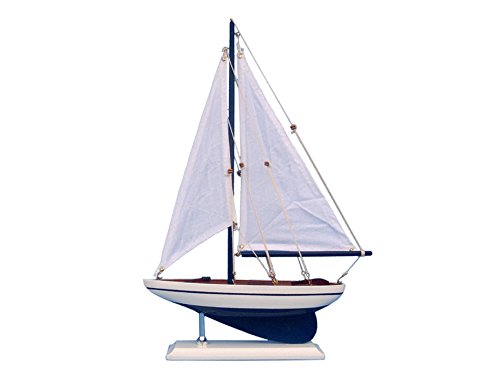 Pacific Sailer 17" - Dark Blue Model Sailboat - Already Built Not a Kit - Wooden Sail Boat Replica Model Sailing Yacht Racer Nautical Home Beach Wall DÃ©cor or Gift