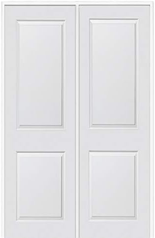National Door Company ZZ365077L Solid Core, Molded, 2-Panel, Left Hand Active, Prehung Interior Double Door, 48" x 80" on 6-9/16" Jamb, MDF