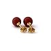 14k Yellow Gold Dark Red Simulated Coral Ball Stud Earrings - 8 Millimeters