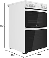 Indesit 60cm Double Oven Electric Cooker White ID67V9KMW view 8
