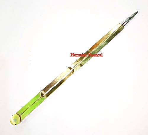 Humaira Nauticals British Single Handed 8" Brass & Steel Navigational Dividers Compass with Leather Cover