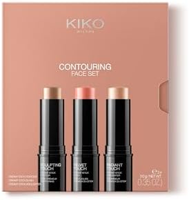 Kit De Maquillage Visage KIKO Milano - 3 Sticks Contouring, Blush Et Enlumineur Teinte 01