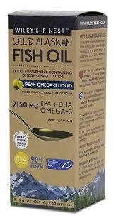 Wiley’s Finest Peak Omega-3 Liquid 2150mg EPA + DHA Omega-3 Natural Wild Alaskan Fish Oil Supplement 50 Servings