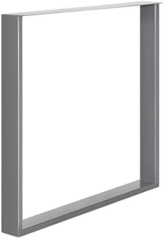 HOLZBRINK 1x Steel Table Leg 80x20 mm + Flat Bar Profile, Frame-Shaped 80x72 cm (31.5x28.3"), Pearl Dark Grey, HLT-02-C-FF-9023