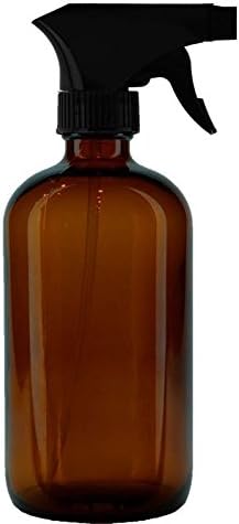 (1 Pack) 16 oz. Amber Boston Round with Black Trigger Sprayer (28/400)