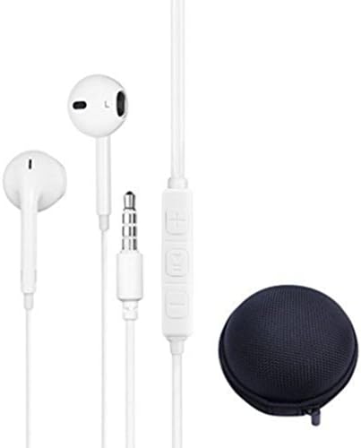 JL Electronics Stereo Series Earbuds with Microphone and Remote for Apple, Galaxy S5/S7/S7 Edge/S6/S6 Edge/Note 4 5, Galaxy S5 Earbuds, Headphones EVA Carry Case - White, 2 Count