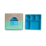 Bobo&Boo Bamboo Kids Divided Plate, Eco Friendly Sectioned Toddler Plate, Non Toxic Children's Compartment Plates :: 5 Portioned Sections :: Mix and Match :: Great Gift for Birthdays Dolphin Blue
