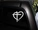 Christian Cross and Heart Decal Vinyl Sticker|Cars Trucks Vans Walls Laptop| WHITE |5.5 x 5.25 in|CCI793