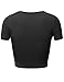 FPT Womens Basic Short Sleeve Scoopneck Crop Top BLACK M