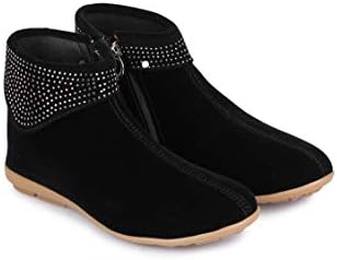 ShezoneBeautiful Black Color Velvet Material Ankle Lenth Boots for Women from GF_003_Black