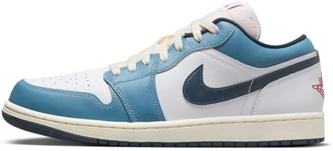 Amazon.com | Jordan Mens 1 Low SE White/Armory Navy-Aegean  display picture 2