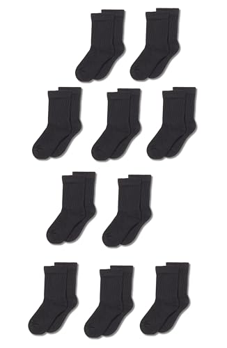 Amazon Essentials Unisex Kids and Toddlers' Cotton Crew Socks, 10 Pairs