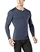 TSLA Men's Thermal V-Neck Long Sleeve Compression Shirts, Athletic Base Layer Top, Winter Gear Running T-Shirt, Thermal V Neck Dark Grey, Medium