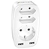 LENCENT USB Stekkerdoos Stekker 4000W Stekkeradapter Dubbele Euro en 1 Geaarde Meervoudige Stekkerdoos met 2 poorts USB…