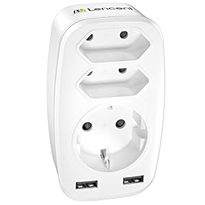 LENCENT USB Stekkerdoos Stekker 4000W Stekkeradapter Dubbele Euro en 1 Geaarde Meervoudige Stekkerdoos met 2 poorts USB…