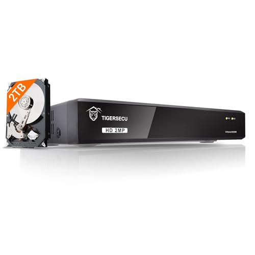 TIGERSECU Super HD 1080P 8 Channel DVR Security Recorder with 2TB Hard Drive, Hybrid 6-in-1 CCTV DVR Recorder Compatible with 2MP and 5MP TVI, AHD, CVI, CVBS, RS485 PTZ and IP Security Cameras