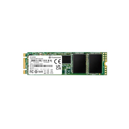 Transcend MTS830S 512GB M.2 2280 SATA III B+M Key, 3D TLC, with Dram, Bis zu 560/500 mb/s, Interne SSD für Desktop- und Laptop-Aufrüstung