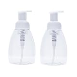 KFSM 2 Pack Foaming Soap Dispensers, 250ml (8.5 oz) Clear Plastic Pump-Bottles BPA Free to Use with Castile Soap, DIY Liquid Soap, Dish Soap, Body Wash and More